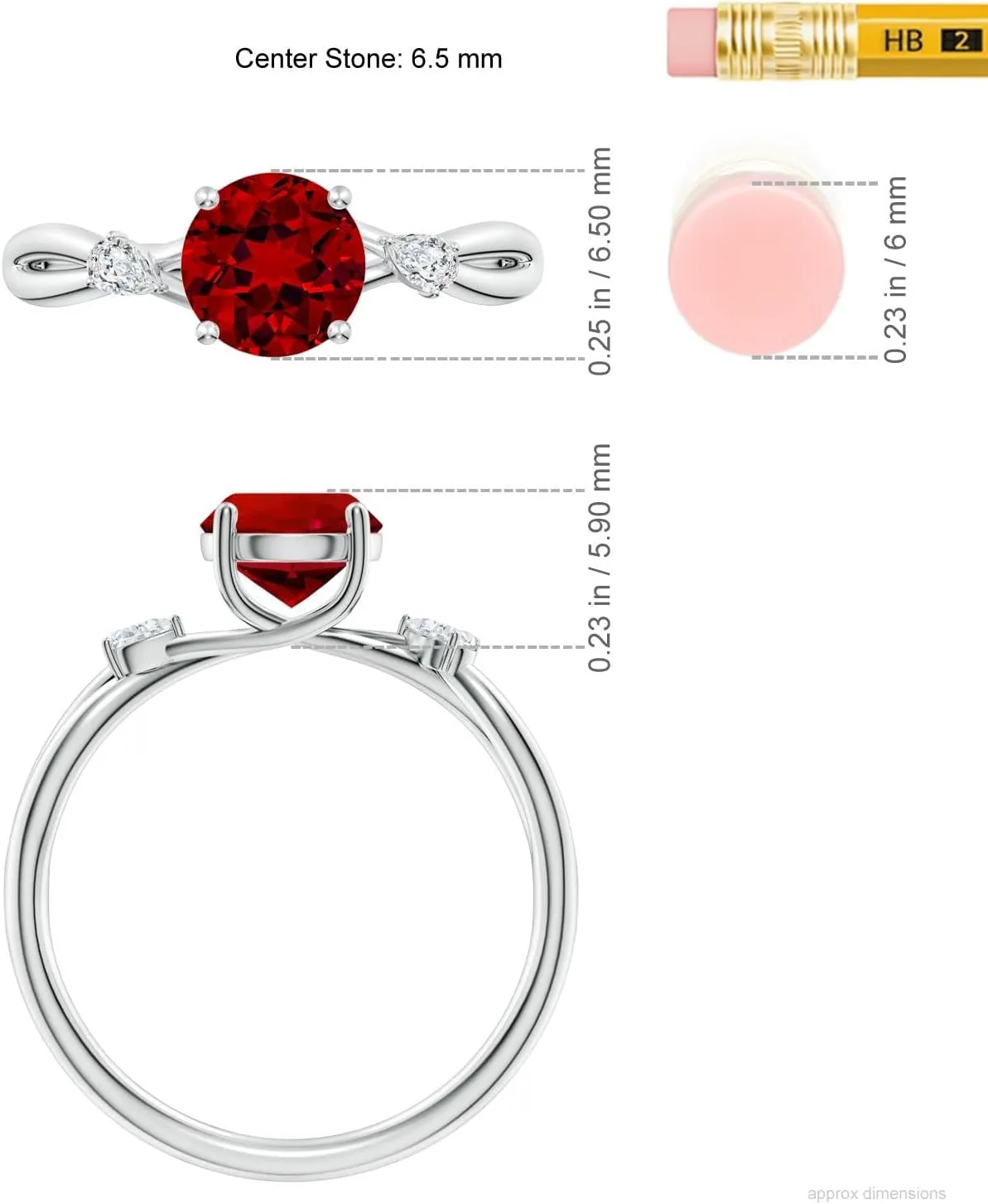 Angara Lab Grown Round Ruby Side Stone Engagement Ring in 14K Solid Gold/Platinum | July Birthstone, Birthday, Anniversary, Wedding Jewelry Gift for Women