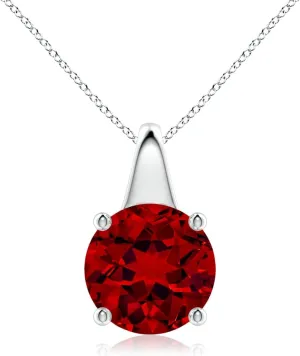 Angara Lab Grown Round Ruby Solitaire Pendant in 14K Solid Gold/Platinum | July Birthstone, Birthday, Engagement, Anniversary, Wedding Jewelry Gift for Women