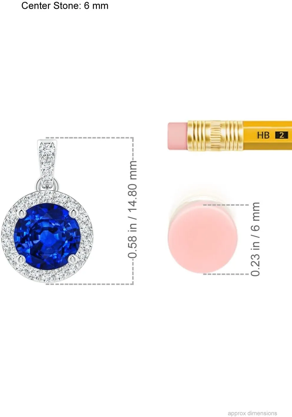 Angara Lab Grown Round Sapphire Dangle Pendant with Lab Diamond Halo in 14K Solid Gold/Platinum | September Birthstone, Birthday, Engagement, Anniversary, Wedding Jewelry Gift for Women