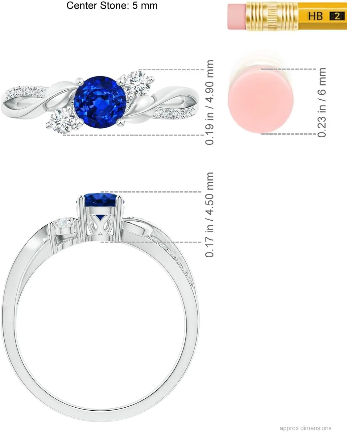 Angara Lab Grown Sapphire and Lab Diamond Twisted Vine Ring in 14K Solid Gold/Platinum | September Birthstone, Birthday, Engagement, Anniversary, Wedding Jewelry Gift for Women