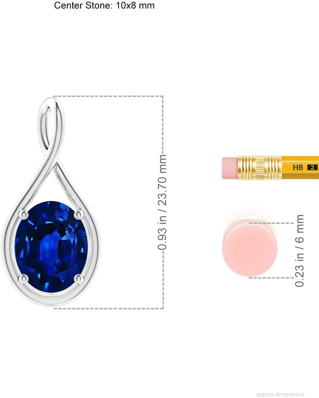 Angara Lab Grown Solitaire Oval Blue Sapphire Twist Bale Pendant in 14K Solid Gold/Platinum | September Birthstone, Birthday, Engagement, Anniversary, Wedding Jewelry Gift for Women