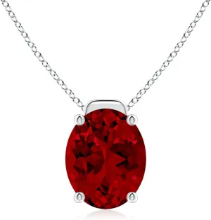 Angara Lab Grown Solitaire Oval Ruby Floating Pendant in 14K Solid Gold/Platinum | July Birthstone, Birthday, Engagement, Anniversary, Wedding Jewelry Gift for Women