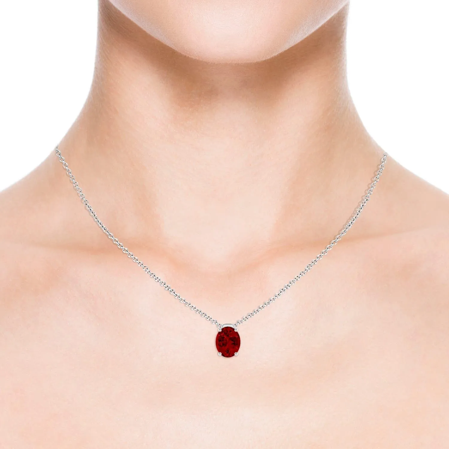Angara Lab Grown Solitaire Oval Ruby Floating Pendant in 14K Solid Gold/Platinum | July Birthstone, Birthday, Engagement, Anniversary, Wedding Jewelry Gift for Women