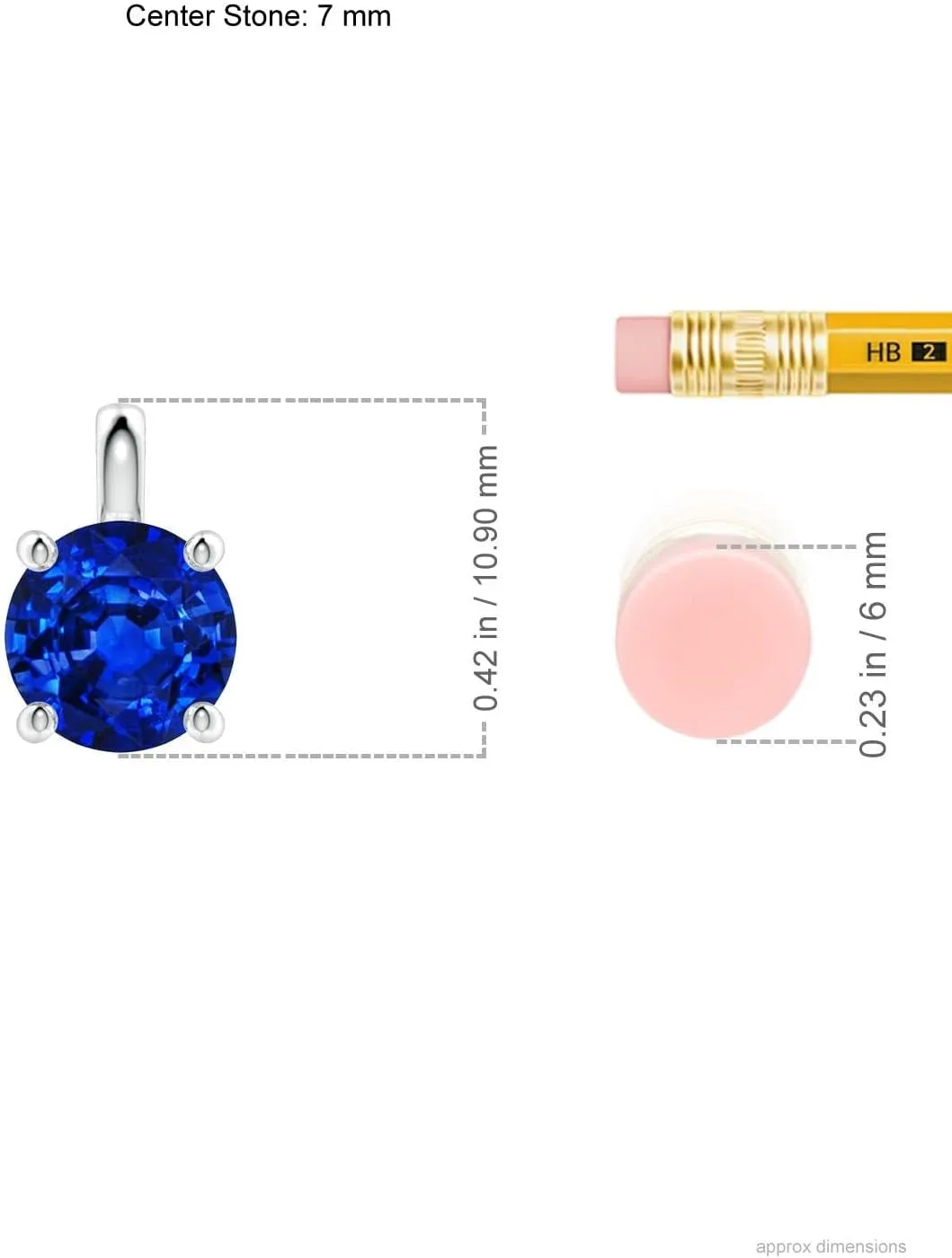 Angara Lab Grown Solitaire Round Blue Sapphire Classic Pendant in 14K Solid Gold/Platinum | September Birthstone, Birthday, Engagement, Anniversary, Wedding Jewelry Gift for Women