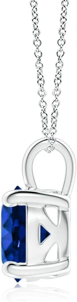 Angara Lab Grown Solitaire Round Blue Sapphire Classic Pendant in 14K Solid Gold/Platinum | September Birthstone, Birthday, Engagement, Anniversary, Wedding Jewelry Gift for Women