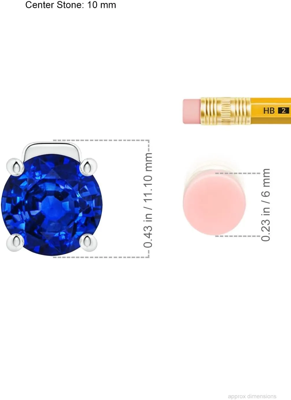Angara Lab Grown Solitaire Round Blue Sapphire Floating Pendant in 14K Solid Gold/Platinum | September Birthstone, Birthday, Engagement, Anniversary, Wedding Jewelry Gift for Women