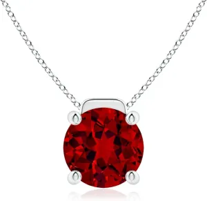 Angara Lab Grown Solitaire Round Ruby Floating Pendant in 14K Solid Gold/Platinum | July Birthstone, Birthday, Engagement, Anniversary, Wedding Jewelry Gift for Women