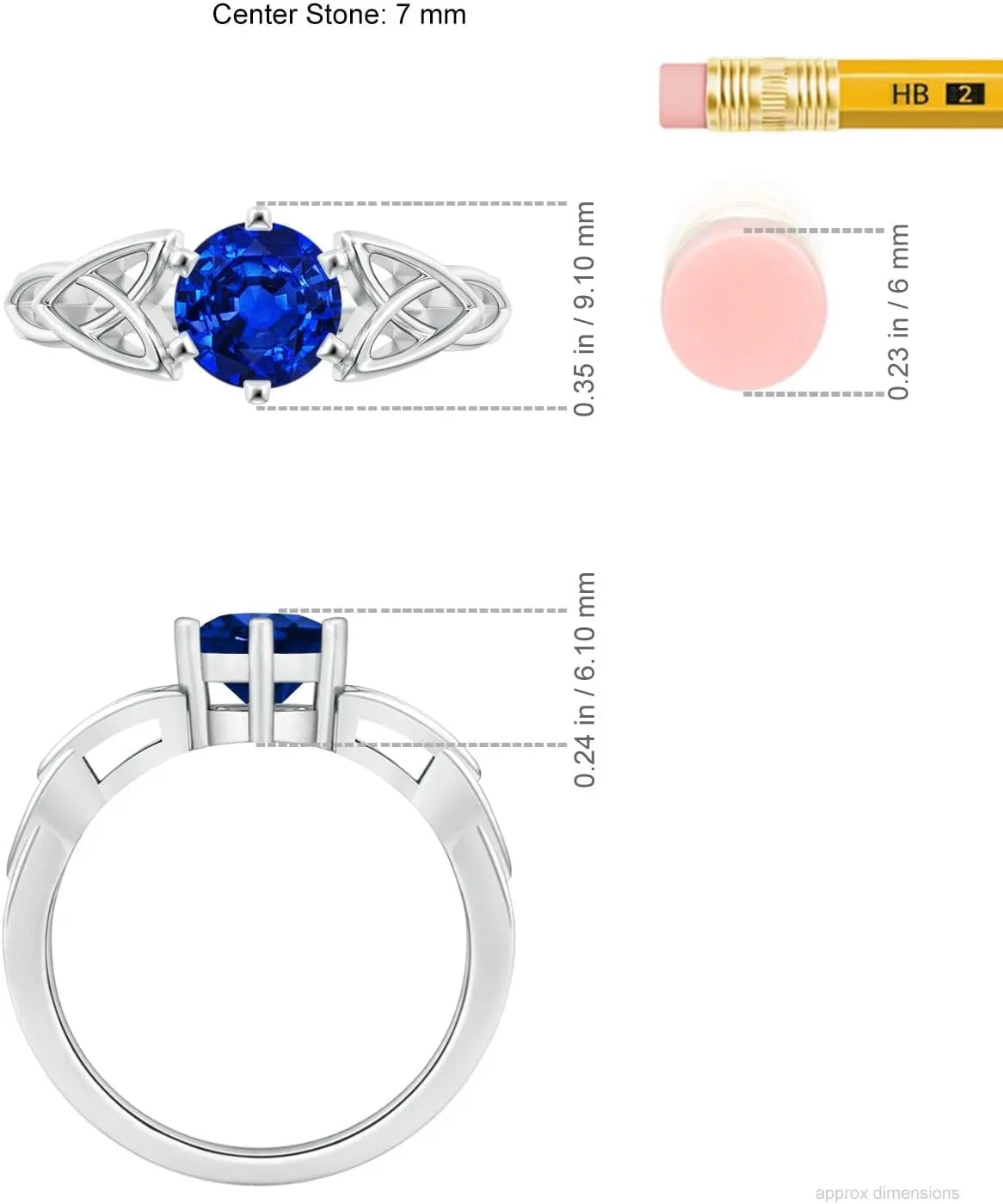 Angara Lab Grown Solitaire Round Sapphire Celtic Knot Ring in 14K Solid Gold/Platinum | September Birthstone, Birthday, Engagement, Anniversary, Wedding Jewelry Gift for Women