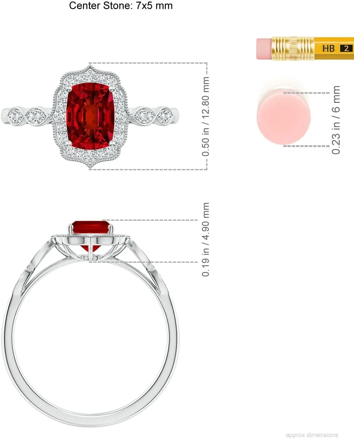 Angara Lab Grown Vintage Inspired Cushion Rectangular Ruby Ornate Halo Engagement Ring in 14K Solid Gold/Platinum | July Birthstone, Birthday, Anniversary, Wedding Jewelry Gift for Women