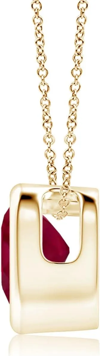 Angara Natural Bezel-Set Solitaire Heart Ruby Pendant in 14K Solid Gold/Platinum | July Birthstone, Birthday, Engagement, Anniversary, Wedding Jewelry Gift for Women