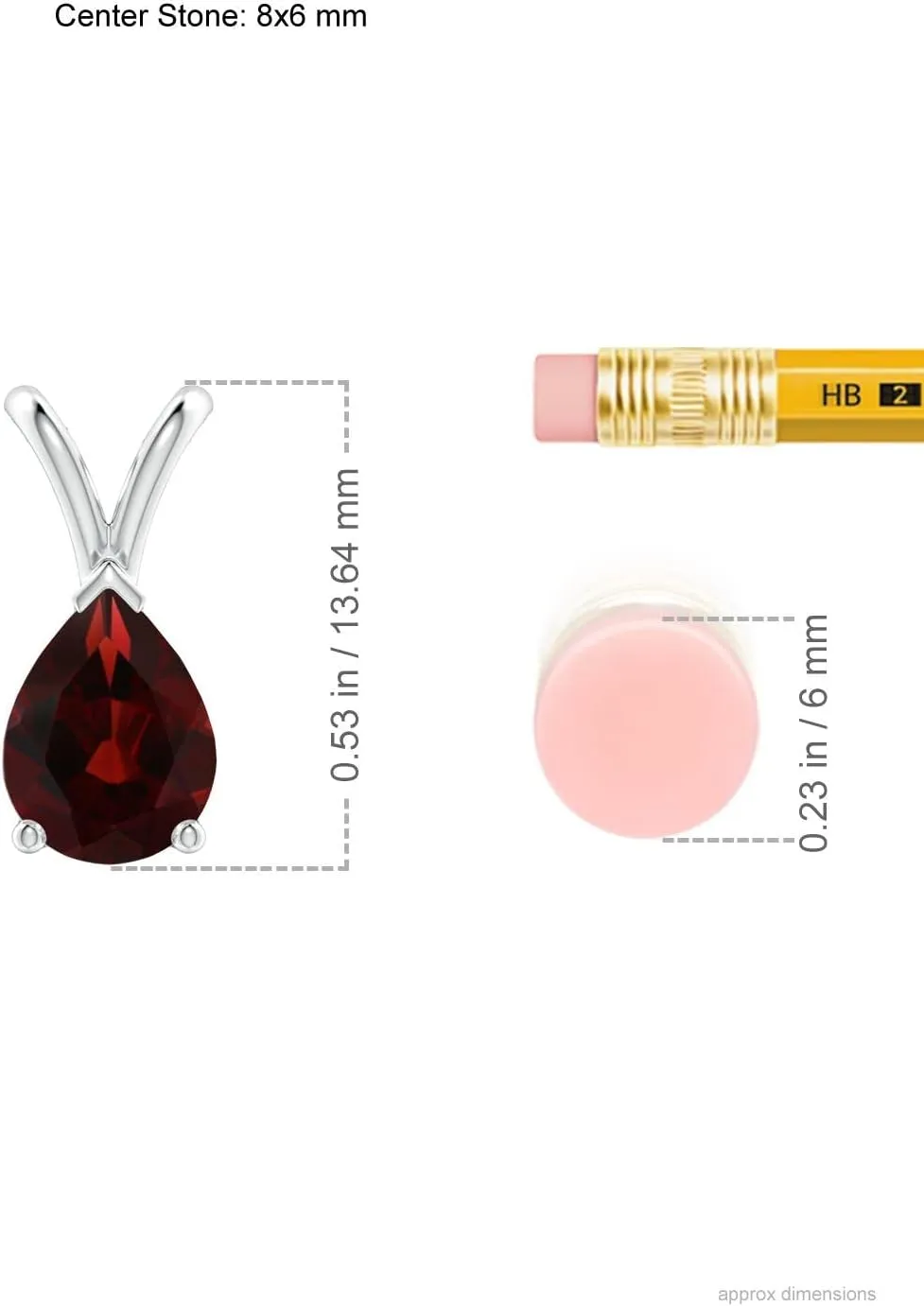 Angara Natural V-Bale Pear-Shaped Garnet Solitaire Pendant in Silver / 14K Solid Gold/Platinum | January Birthstone, Birthday, Engagement, Anniversary, Wedding Jewelry Gift for Women