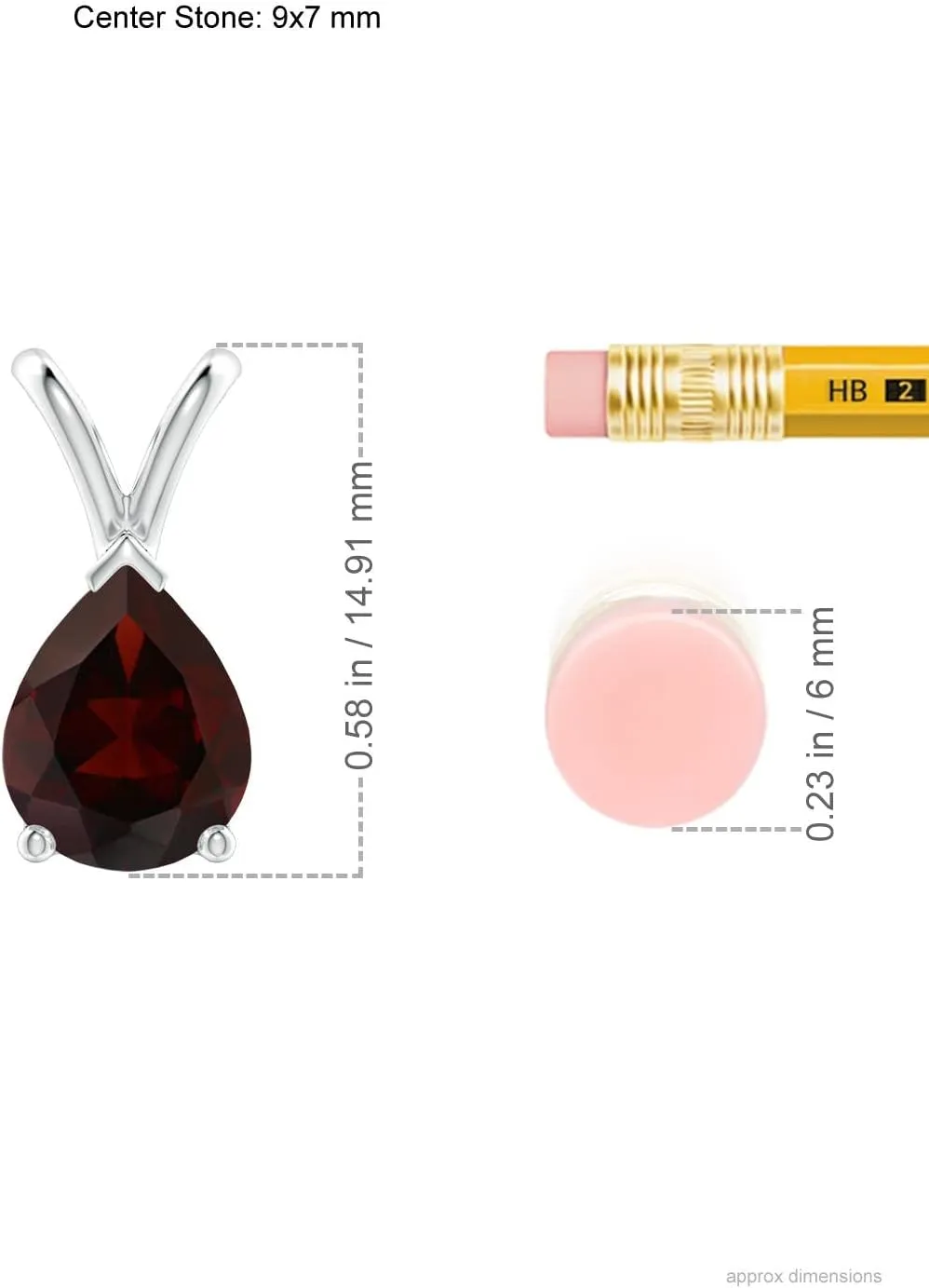 Angara Natural V-Bale Pear-Shaped Garnet Solitaire Pendant in Silver / 14K Solid Gold/Platinum | January Birthstone, Birthday, Engagement, Anniversary, Wedding Jewelry Gift for Women
