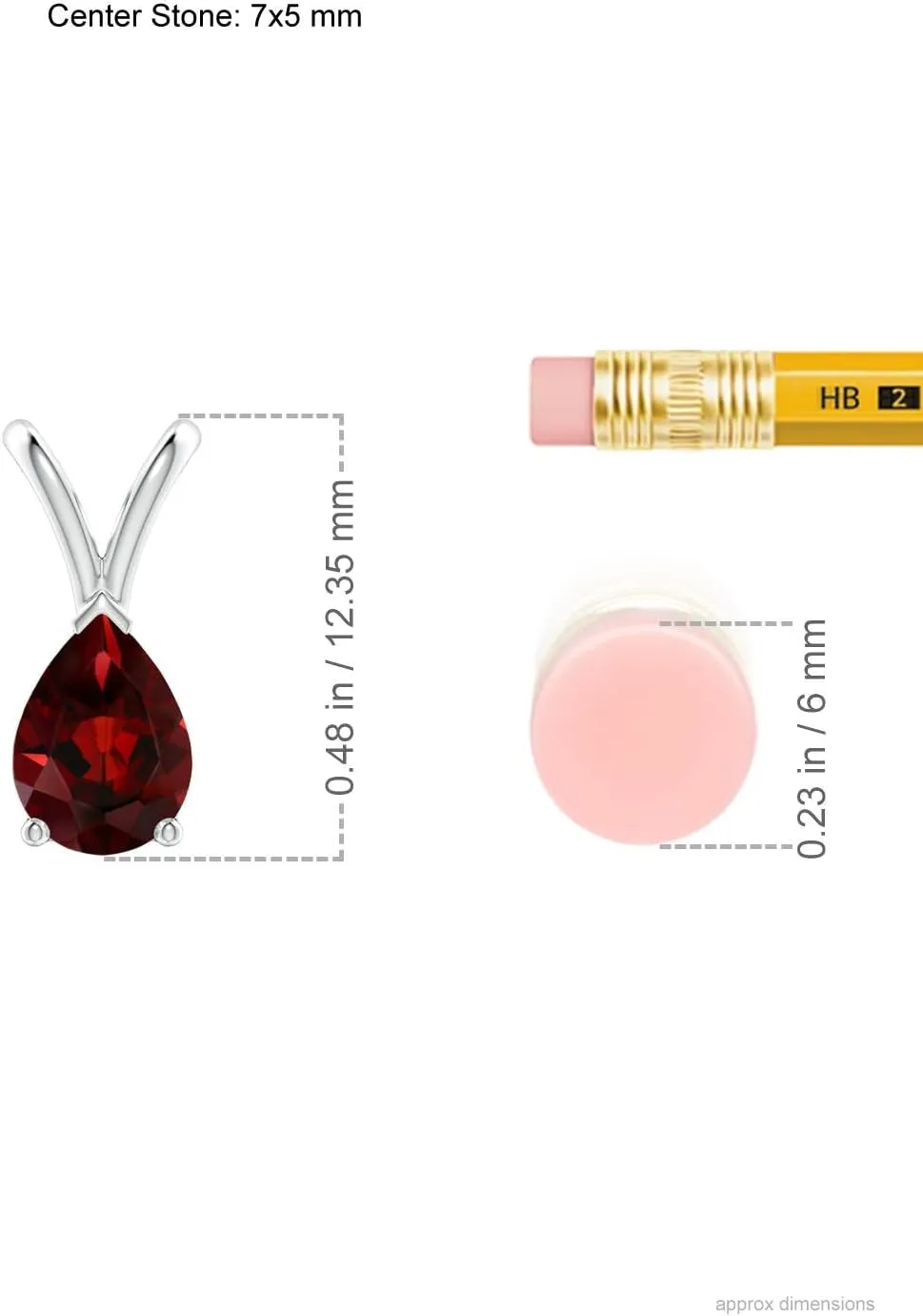 Angara Natural V-Bale Pear-Shaped Garnet Solitaire Pendant in Silver / 14K Solid Gold/Platinum | January Birthstone, Birthday, Engagement, Anniversary, Wedding Jewelry Gift for Women