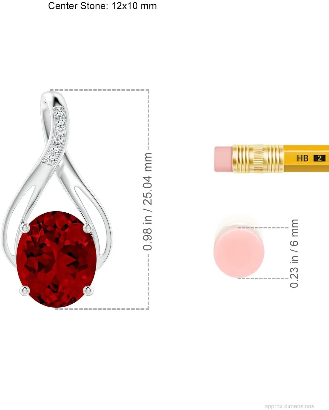 Angara Oval Lab Grown Ruby Infinity Twist Pendant with Diamonds in 14K Solid Gold/Platinum | July Birthstone, Birthday, Engagement, Anniversary, Wedding Jewelry Gift for Women