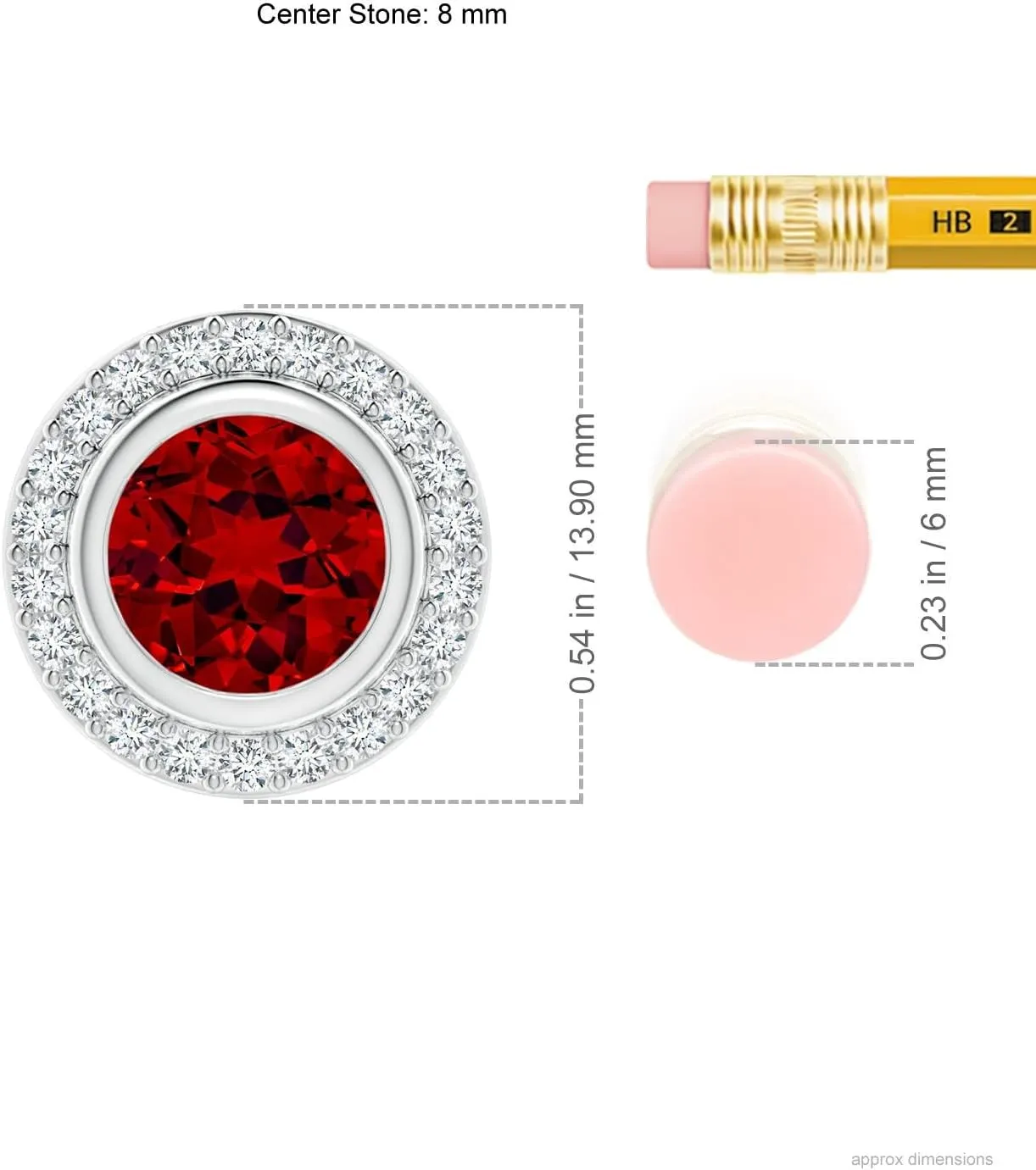 Angara Round Bezel-Set Lab Grown Ruby Pendant with Diamond Halo in 14K Solid Gold/Platinum | July Birthstone, Birthday, Engagement, Anniversary, Wedding Jewelry Gift for Women