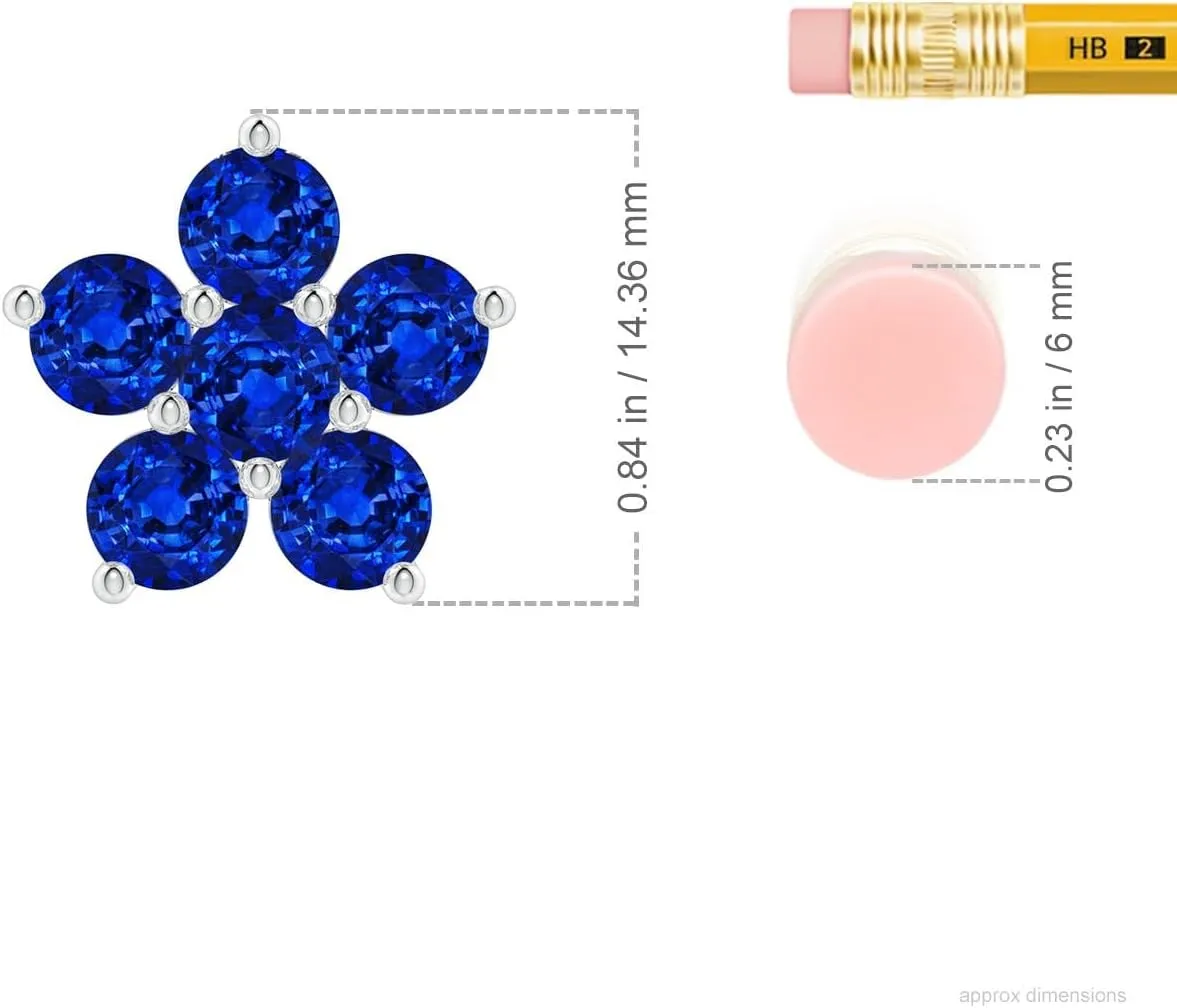 Angara Round Lab Grown Blue Sapphire Floral Cluster Pendant in 14K Solid Gold/Platinum | September Birthstone, Birthday, Engagement, Anniversary, Wedding Jewelry Gift for Women