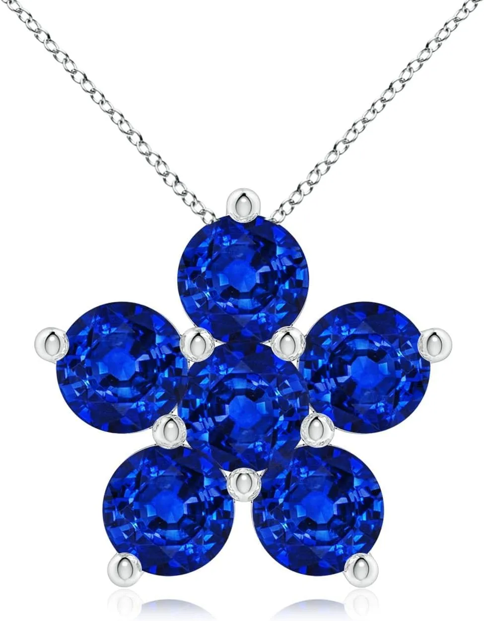 Angara Round Lab Grown Blue Sapphire Floral Cluster Pendant in 14K Solid Gold/Platinum | September Birthstone, Birthday, Engagement, Anniversary, Wedding Jewelry Gift for Women