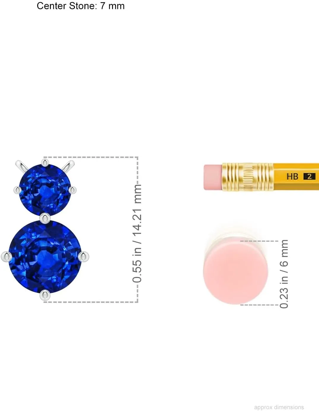 Angara Round Lab Grown Blue Sapphire Two Stone Pendant in 14K Solid Gold/Platinum | September Birthstone, Birthday, Engagement, Anniversary, Wedding Jewelry Gift for Women