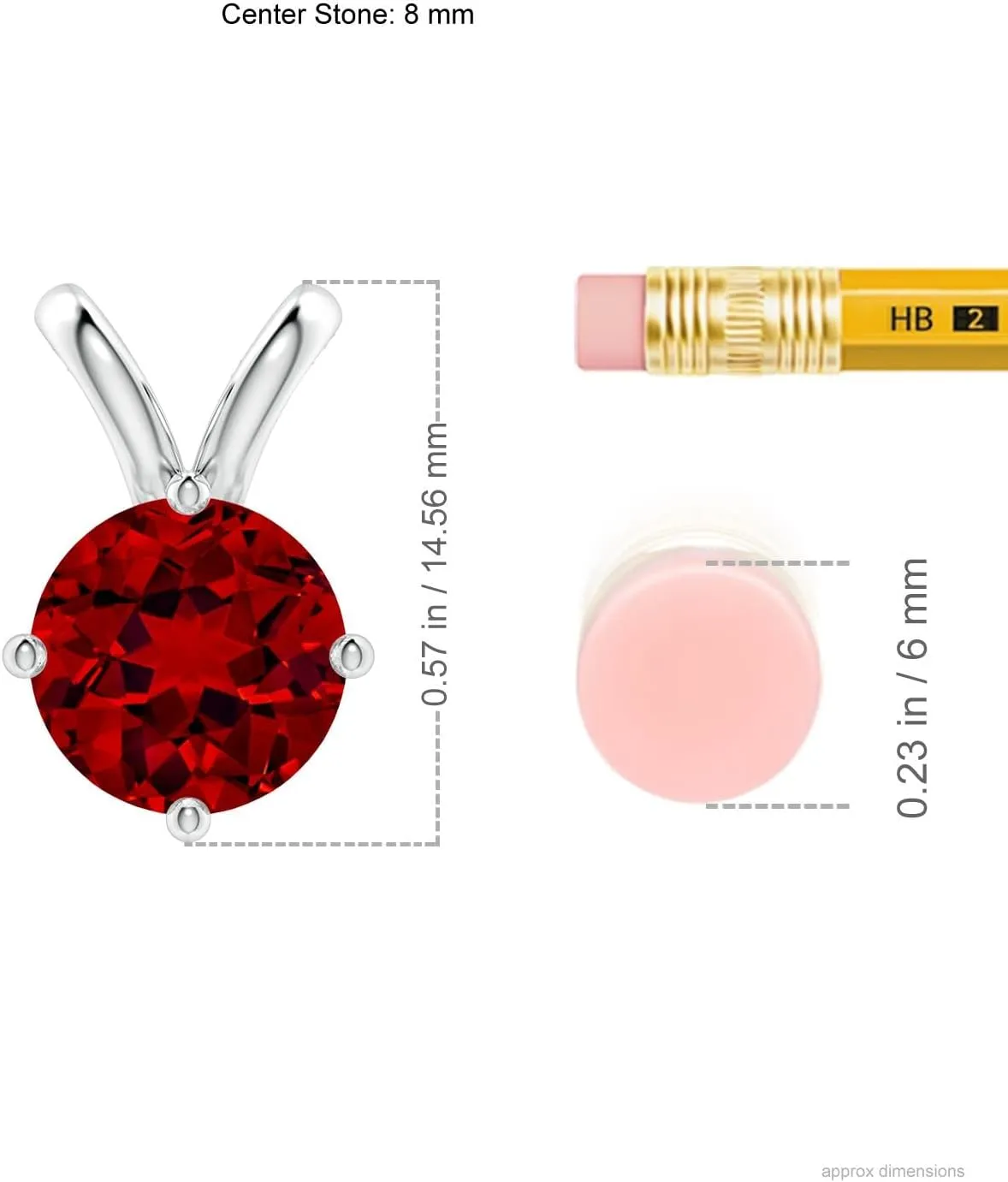 Angara Round Lab Grown Ruby Solitaire V-Bale Pendant in 14K Solid Gold/Platinum | July Birthstone, Birthday, Engagement, Anniversary, Wedding Jewelry Gift for Women