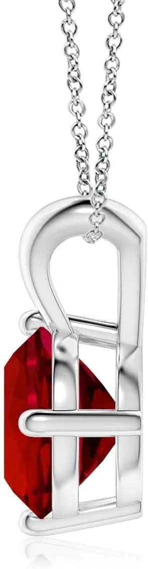 Angara Round Lab Grown Ruby Solitaire V-Bale Pendant in 14K Solid Gold/Platinum | July Birthstone, Birthday, Engagement, Anniversary, Wedding Jewelry Gift for Women