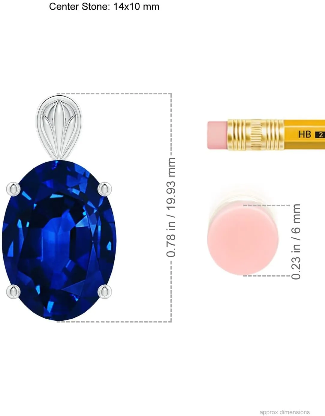 Angara Solitaire Oval Lab Grown Blue Sapphire Classic Pendant in 14K Solid Gold/Platinum | September Birthstone, Birthday, Engagement, Anniversary, Wedding Jewelry Gift for Women