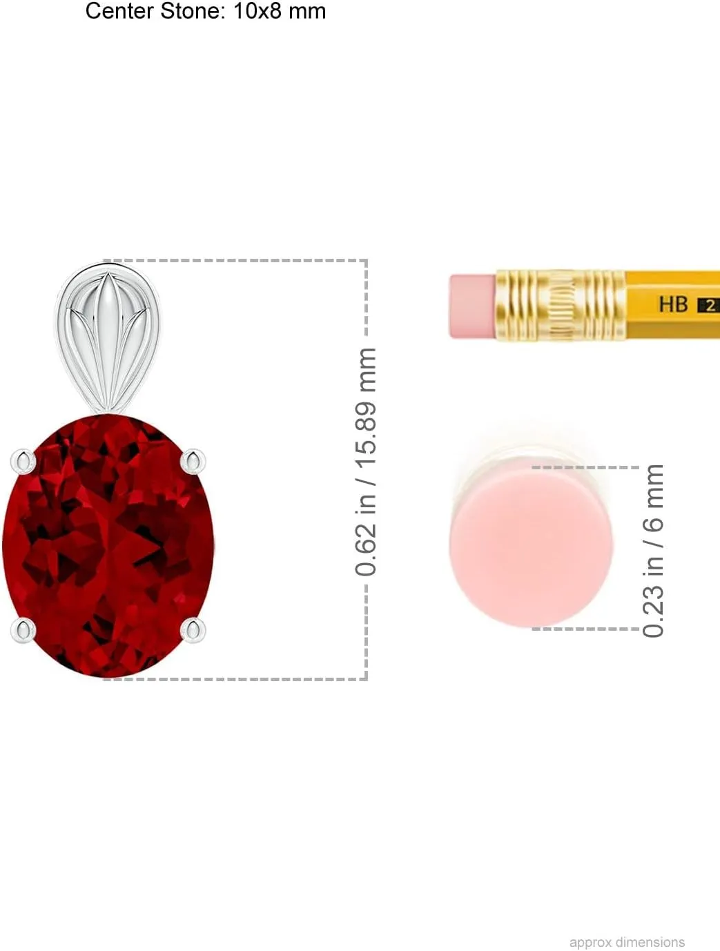 Angara Solitaire Oval Lab Grown Ruby Classic Pendant in 14K Solid Gold/Platinum | July Birthstone, Birthday, Engagement, Anniversary, Wedding Jewelry Gift for Women
