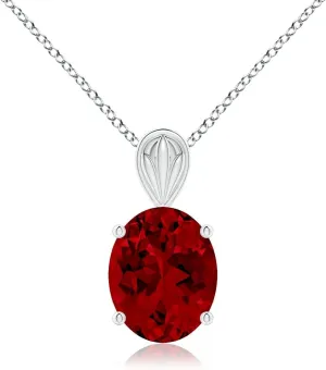 Angara Solitaire Oval Lab Grown Ruby Classic Pendant in 14K Solid Gold/Platinum | July Birthstone, Birthday, Engagement, Anniversary, Wedding Jewelry Gift for Women