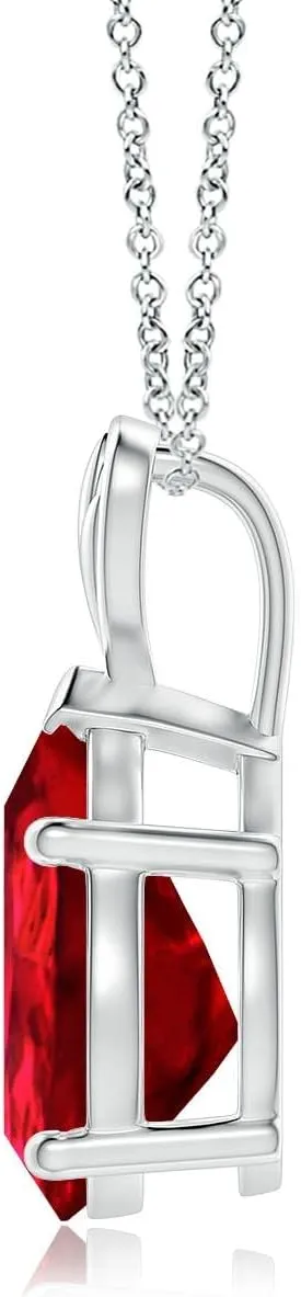 Angara Solitaire Pear-Shaped Lab Grown Ruby Classic Pendant in 14K Solid Gold/Platinum | July Birthstone, Birthday, Engagement, Anniversary, Wedding Jewelry Gift for Women