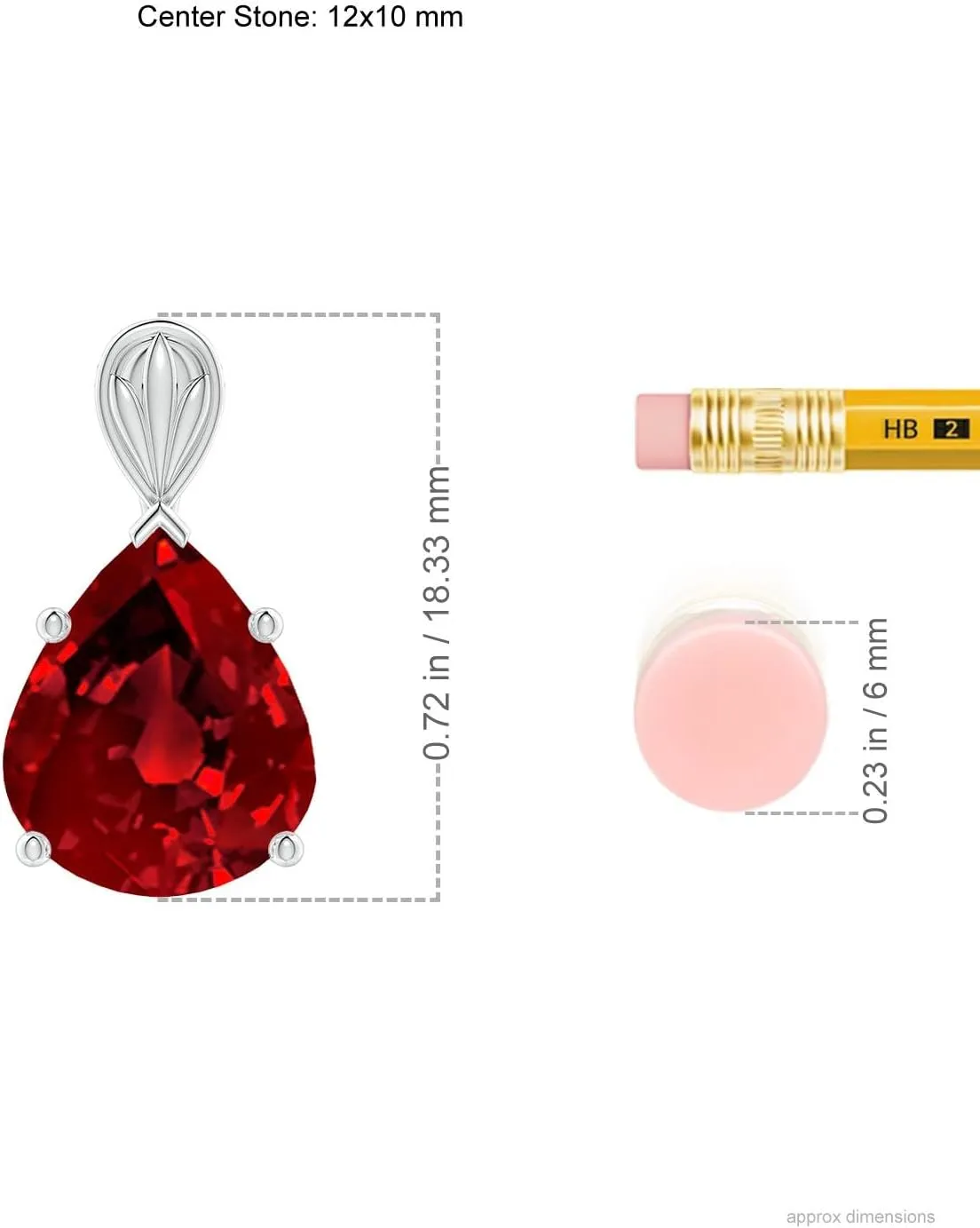 Angara Solitaire Pear-Shaped Lab Grown Ruby Classic Pendant in 14K Solid Gold/Platinum | July Birthstone, Birthday, Engagement, Anniversary, Wedding Jewelry Gift for Women