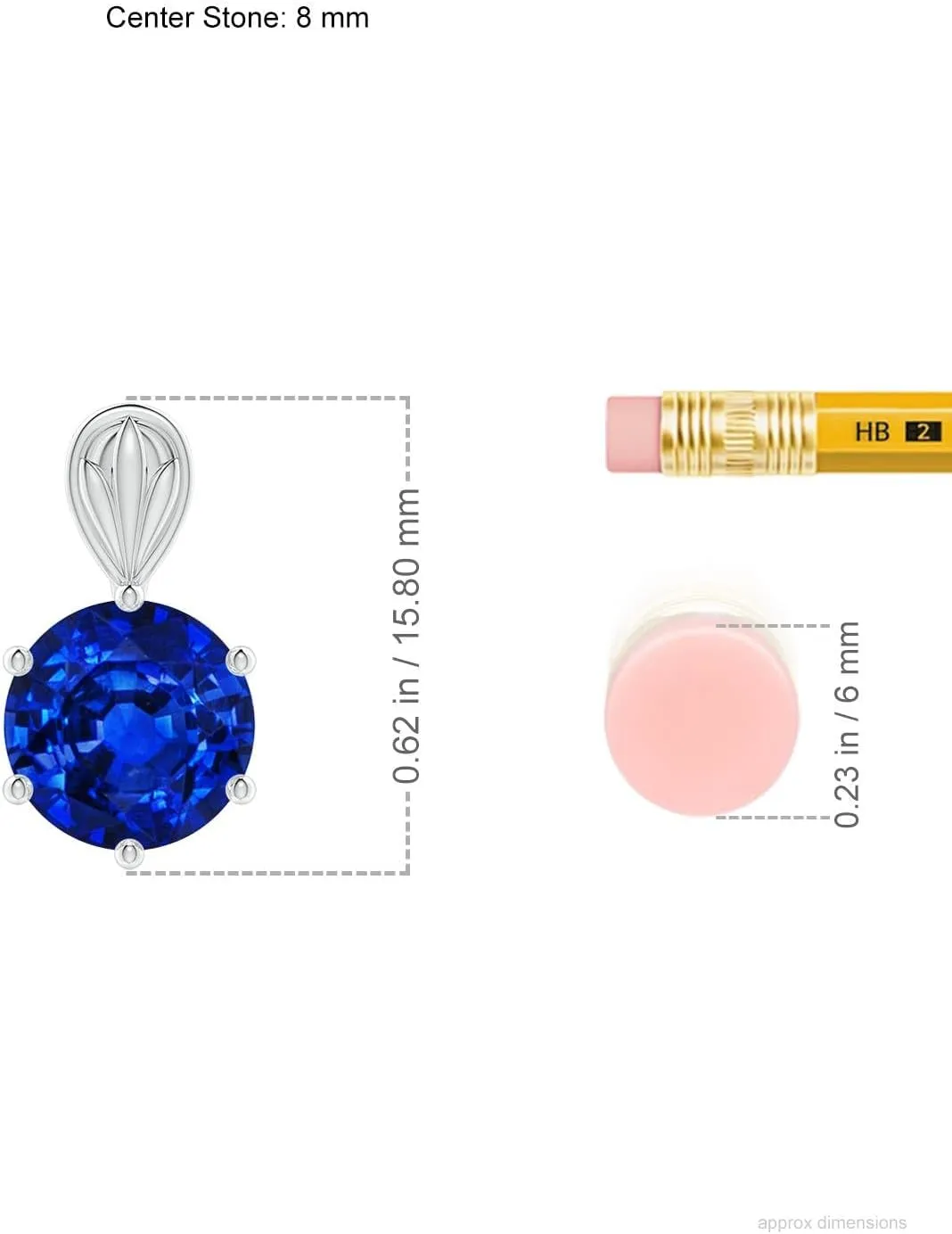 Angara Solitaire Round Lab Grown Blue Sapphire Classic Pendant in 14K Solid Gold/Platinum | September Birthstone, Birthday, Engagement, Anniversary, Wedding Jewelry Gift for Women