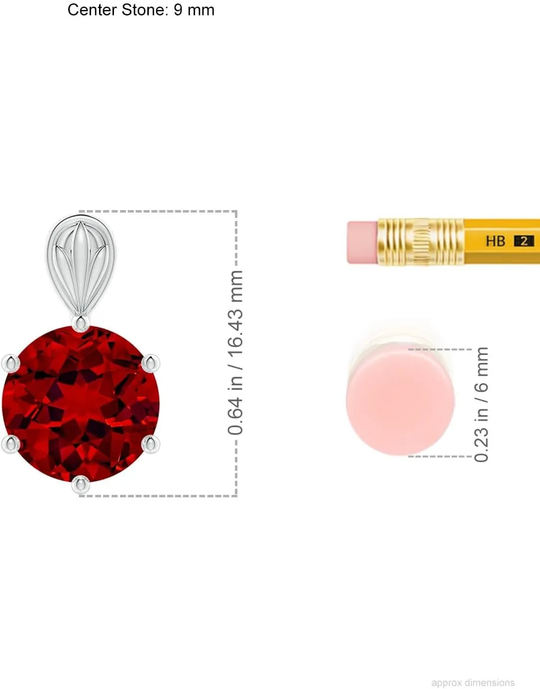 Angara Solitaire Round Lab Grown Ruby Classic Pendant in 14K Solid Gold/Platinum | July Birthstone, Birthday, Engagement, Anniversary, Wedding Jewelry Gift for Women