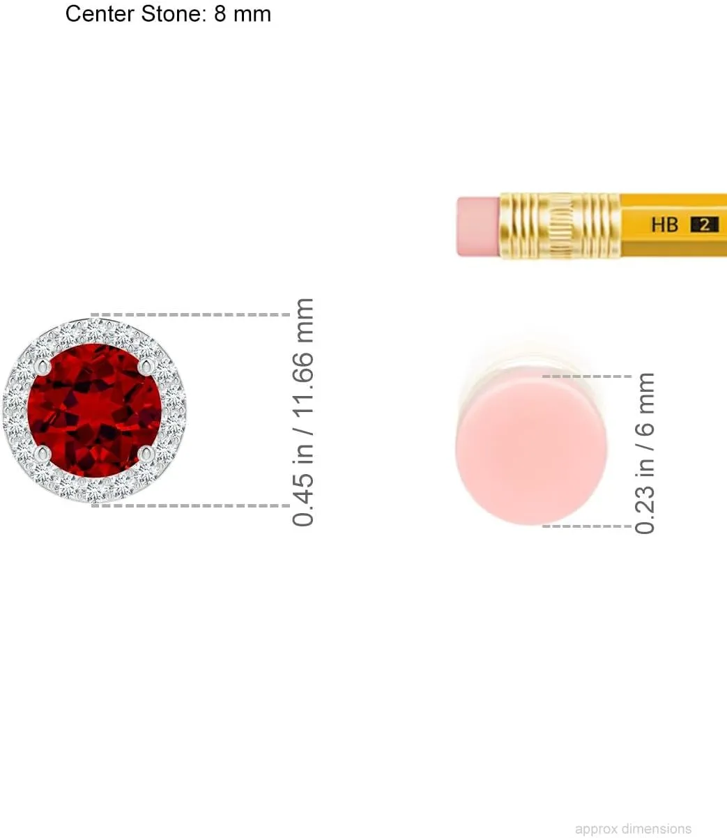 Angara Vintage Inspired Round Lab Grown Ruby Halo Pendant in 14K Solid Gold/Platinum for Women | July Birthstone | Engagement | Anniversary | Birthday Jewelry for Her