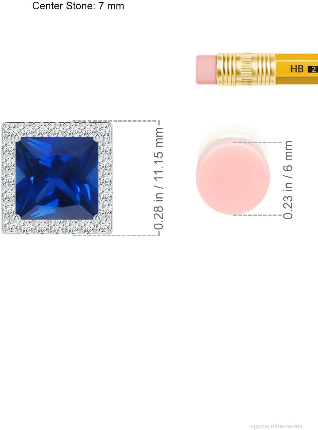 Angara Vintage Inspired Square Lab Grown Blue Sapphire Halo Pendant in 14K Solid Gold/Platinum | September Birthstone, Birthday, Engagement, Anniversary, Wedding Jewelry Gift for Women