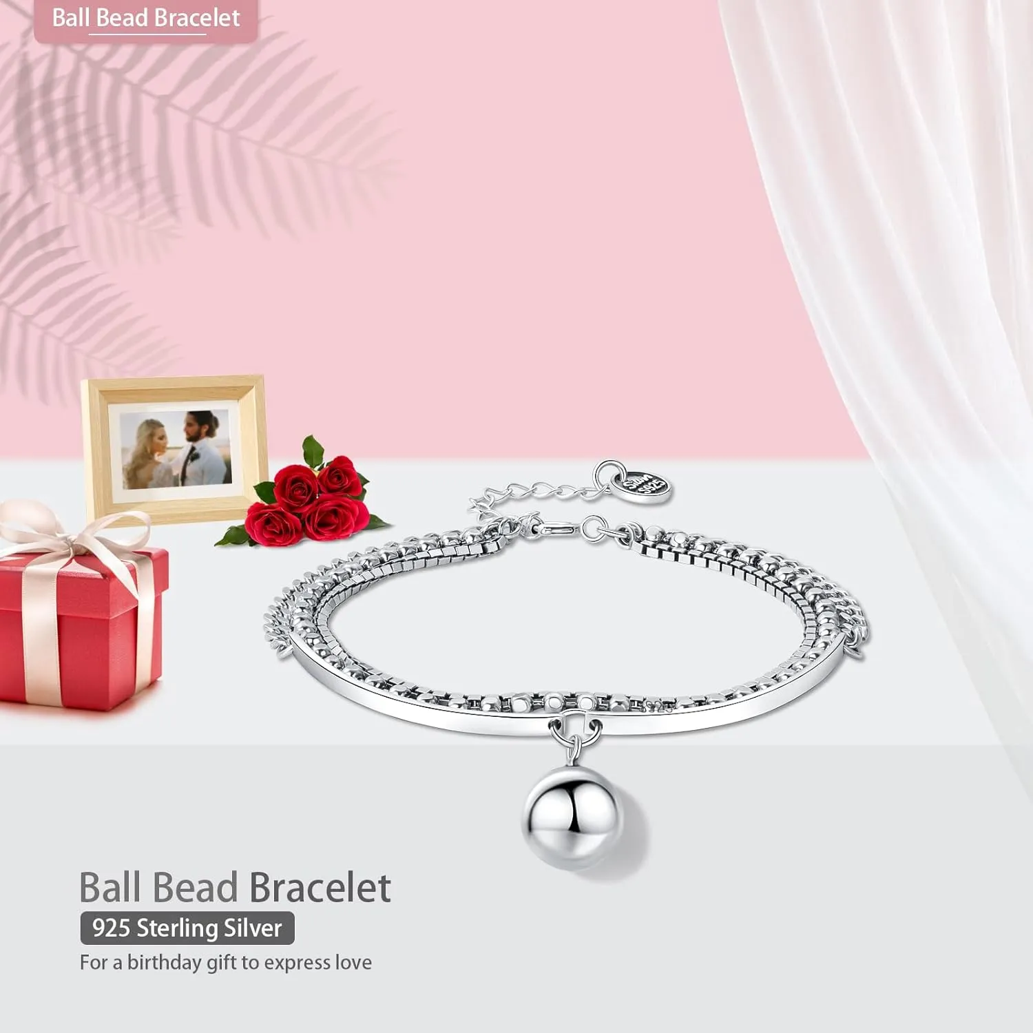 Ankle Bracelets for Women, 925 Sterling Silver Cross/Bead Ball/Infinity/Heart Link Chain Anklet Bracelet for Women, Adjustable Silver OT Toggle Clasp Heart Link Chain Anklet Bracelet