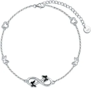 Ankle/Bracelet for Women Sterling Silver Sea Turtle/Butterfly/Mustard Seed/Sister/Sunflower/Elephant Gifts for Birthday Summer Beach Jewelry for Mom Wife Daughter Friend