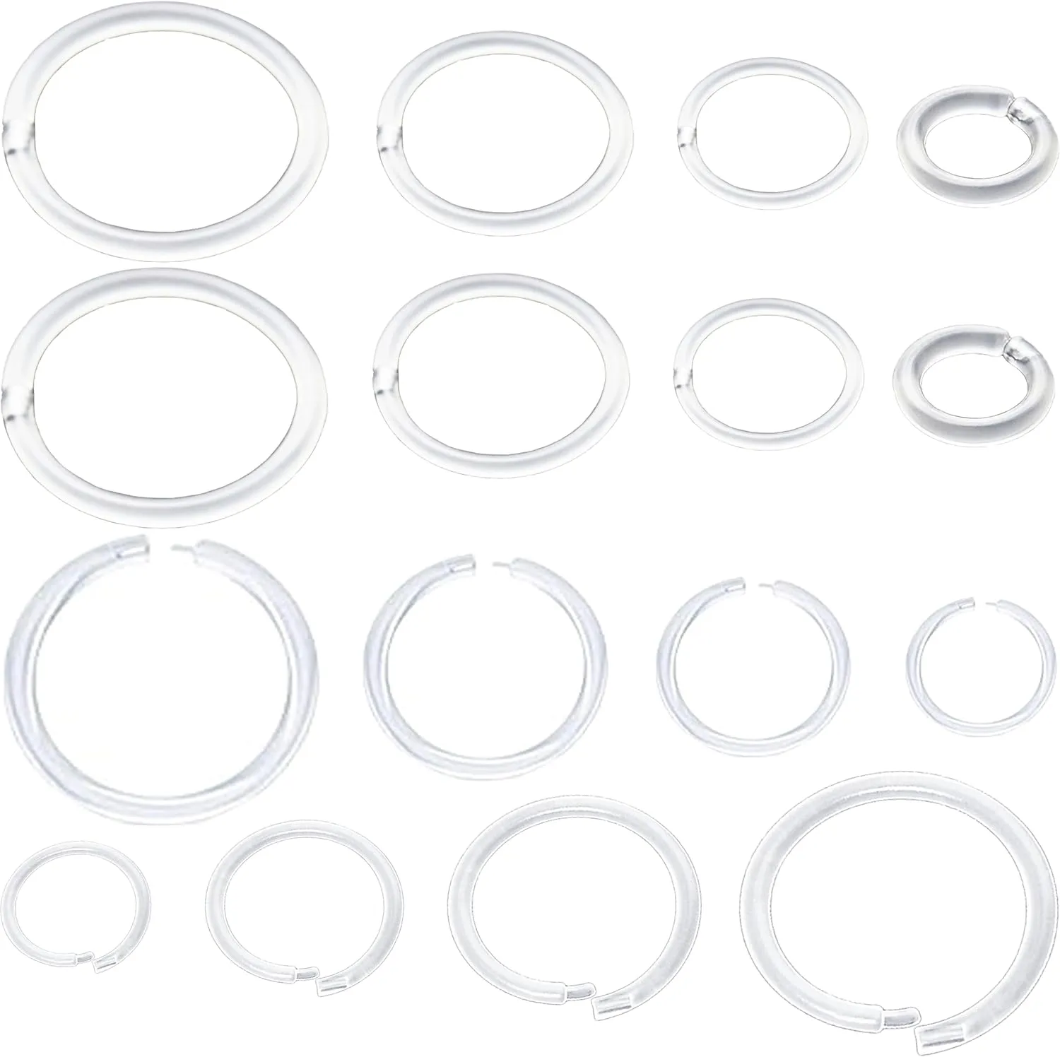 Anti-Allergy Plastic Hoop Ear Retainers, Clear Nose Rings, 16-20 Gauge, 4 Sizes, With Buckle, For Sensitive Ears & Skin