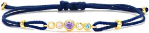 AREH Personalized Birthstone String Bracelet Hand Braided Macrame Cord Bracelets with 2-6 Birthstones Adjustable Rope Bracelet for Friendship Couple Gifts Handmade Jewelry