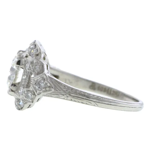 Art Deco Diamond Engagment Ring, RBC 1.21ct
