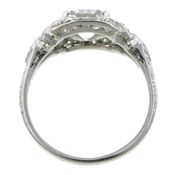 Art Deco Diamond Engagment Ring, RBC 1.21ct