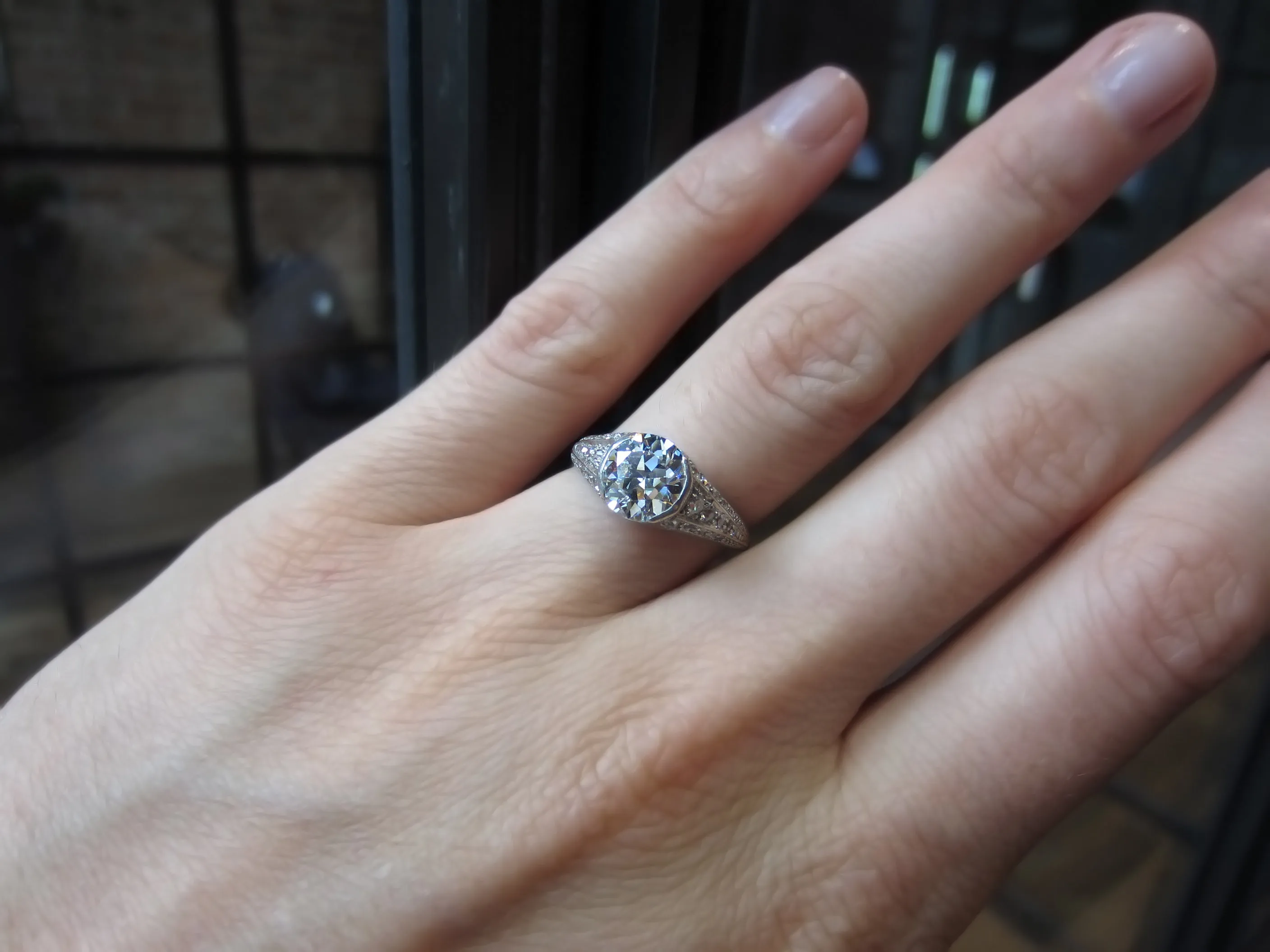 Art Deco Engagement Ring, TRB 1.55ct