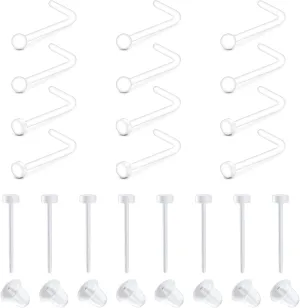 AVYRING Clear Nose Studs Clear Nose Rings for Work Clear Nose Piercing Plastic Clear Earrings for Sports Nose Rings for Surgery Clear Nose Ring Piercing Retainer for Women Men 20g 16g