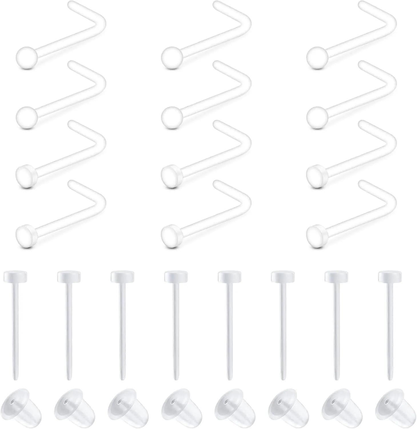AVYRING Clear Nose Studs Clear Nose Rings for Work Clear Nose Piercing Plastic Clear Earrings for Sports Nose Rings for Surgery Clear Nose Ring Piercing Retainer for Women Men 20g 16g