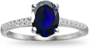 B. BRILLIANT Sterling Silver Created Blue Sapphire & White Topaz Oval Crown Ring for Women, Sizes 5-10