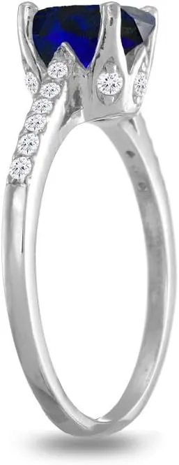 B. BRILLIANT Sterling Silver Created Blue Sapphire & White Topaz Oval Crown Ring for Women, Sizes 5-10