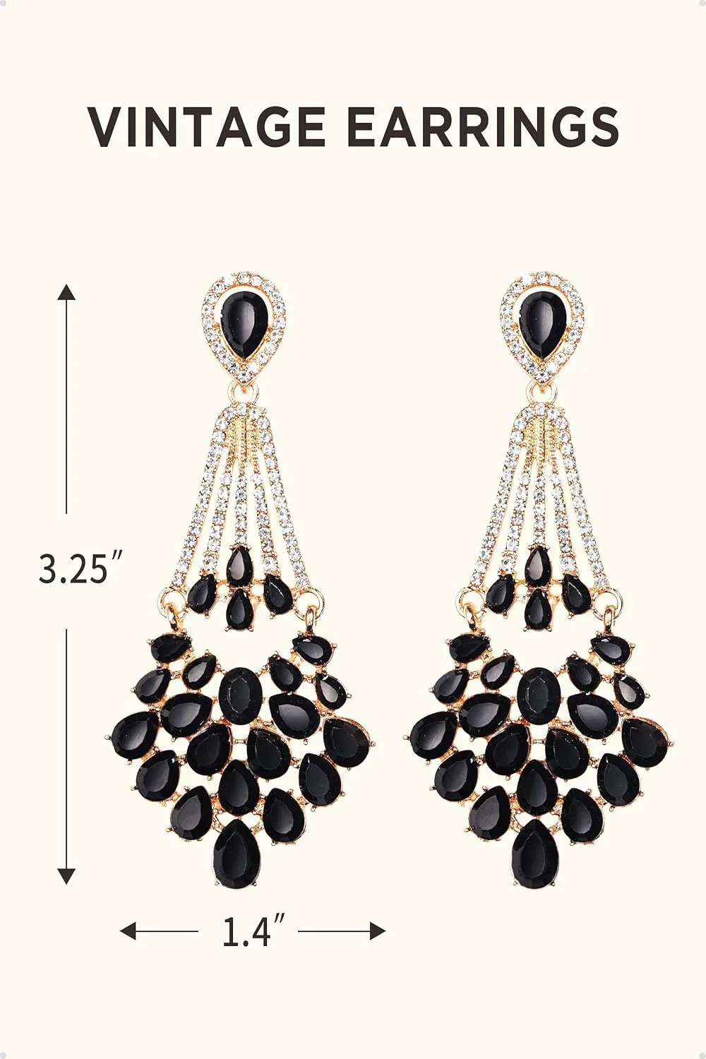 BABEYOND 1920s Flapper Art Deco Gatsby Earrings 20s Flapper Gatsby Accessories Vintage Wedding Dangle Pearl Earrings