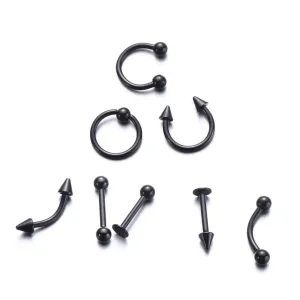 Balacoo Modern Punk Jewelry Set 8pc Stainless Steel Piercing Jewelry for Body Art and Fashion Statement