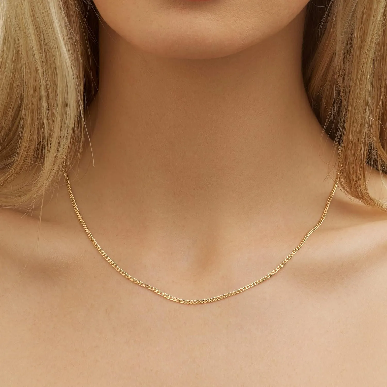Barzel 18K Gold Plated Curb/Cuban Link Chain Necklace 2MM, 3MM, 4MM, 5MM For Women or Men - Made In Brazil