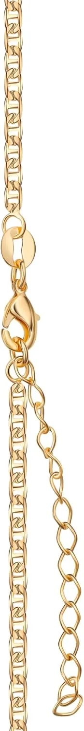 Barzel 18K Gold Plated Initial Necklace with Diamond Cut Initial,18" Chain with 2" Extension, Waterproof, High Polish Finish, Made in Brazil