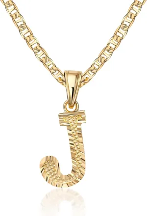 Barzel 18K Gold Plated Initial Necklace with Diamond Cut Initial,18" Chain with 2" Extension, Waterproof, High Polish Finish, Made in Brazil