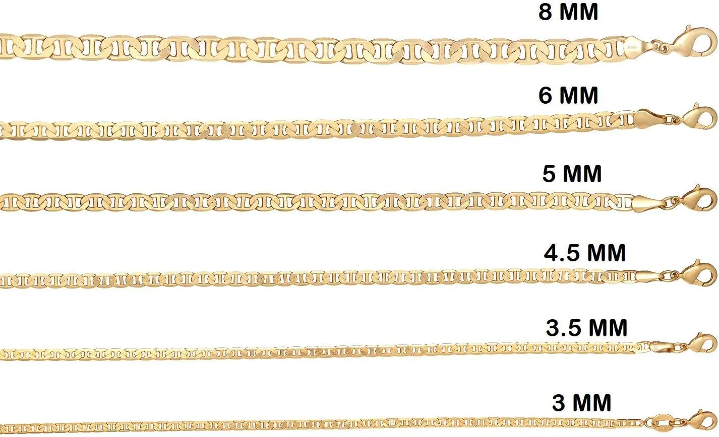 Barzel 18K Gold Plated Mariner Chain Necklace for Women, Flat Marina - Made in Brazil